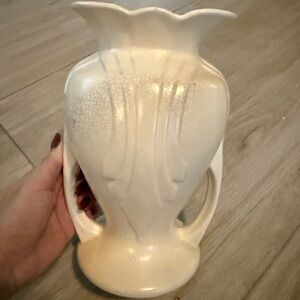 McCoy Cream Ceramic Vase with Handles